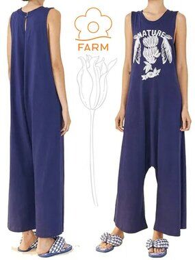 FARM RIO Navy Blue Nature Organic Cotton Jumpsuit